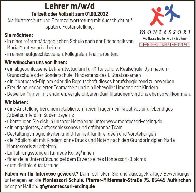 <a href="https://www.montessori-erding.de/jobs/" target="_blank">zur Stellenausschreibung...</a>