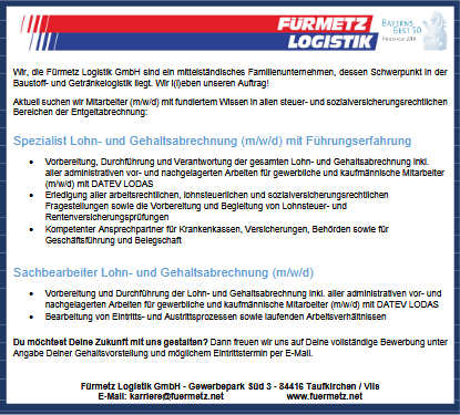 <a href="https://fuermetz-logistik.de/index.php/karriere-2021/stellenangebote" target="_blank">mehr Informationen...</a>
